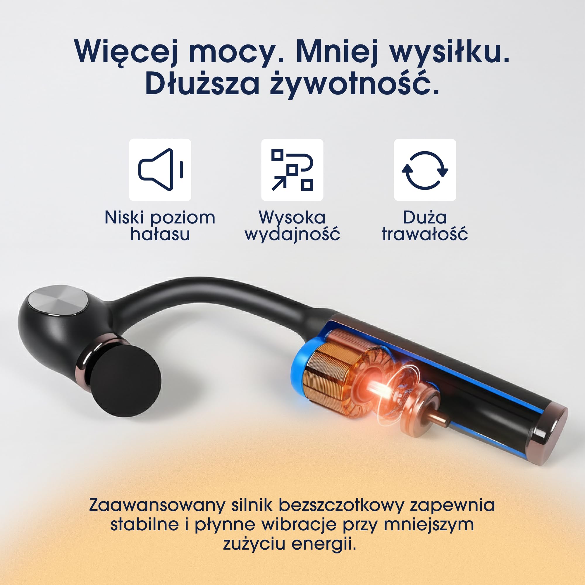 ZENT ErgoSense Inteligentny masażer pleców bezprzewodowy - Masaż wibracyjny dla karku, ramion, łydek, 5 poziomów intensywności, 4 Końcówki w zestawie, Cichy silnik bezszczotkowy, Wytrzymała bateria
