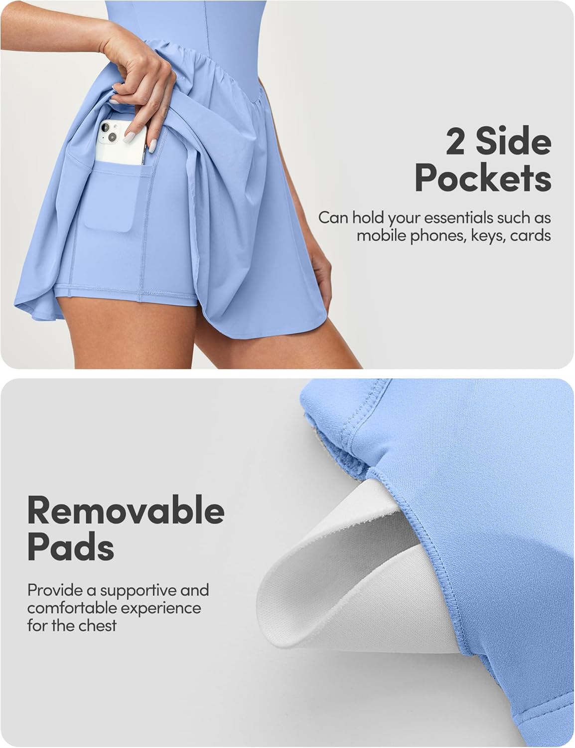 IUGA Tennis Dress with Built in Shorts and Bra Adjustable Straps Athletic Dress for Women Summer Golf Active Workout Dress - Image 6