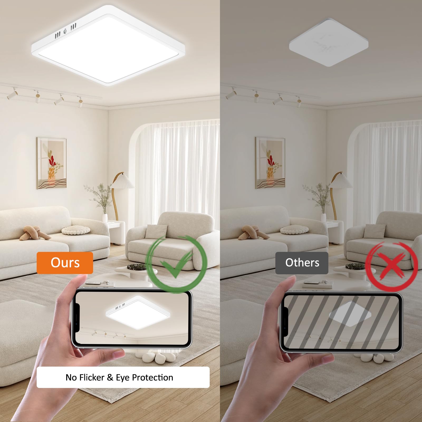 Plafoniera Soffitto 18W 1800LM 4500K IP44 Lampada LED Soffitto impermeabile Quadrata Sottile Plafoniera LED Soffitto Bianco Neutro Ø22CM per Soggiorno Cucina Bagno Cameretta Seminterrato