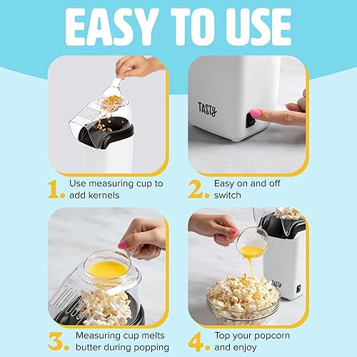 Miniatura 3 de Tasty Palomitas de maíz de aire caliente, palomitas de maíz saludables y deliciosas en minutos, rápido y fácil de usar, taza medidora integrada y
