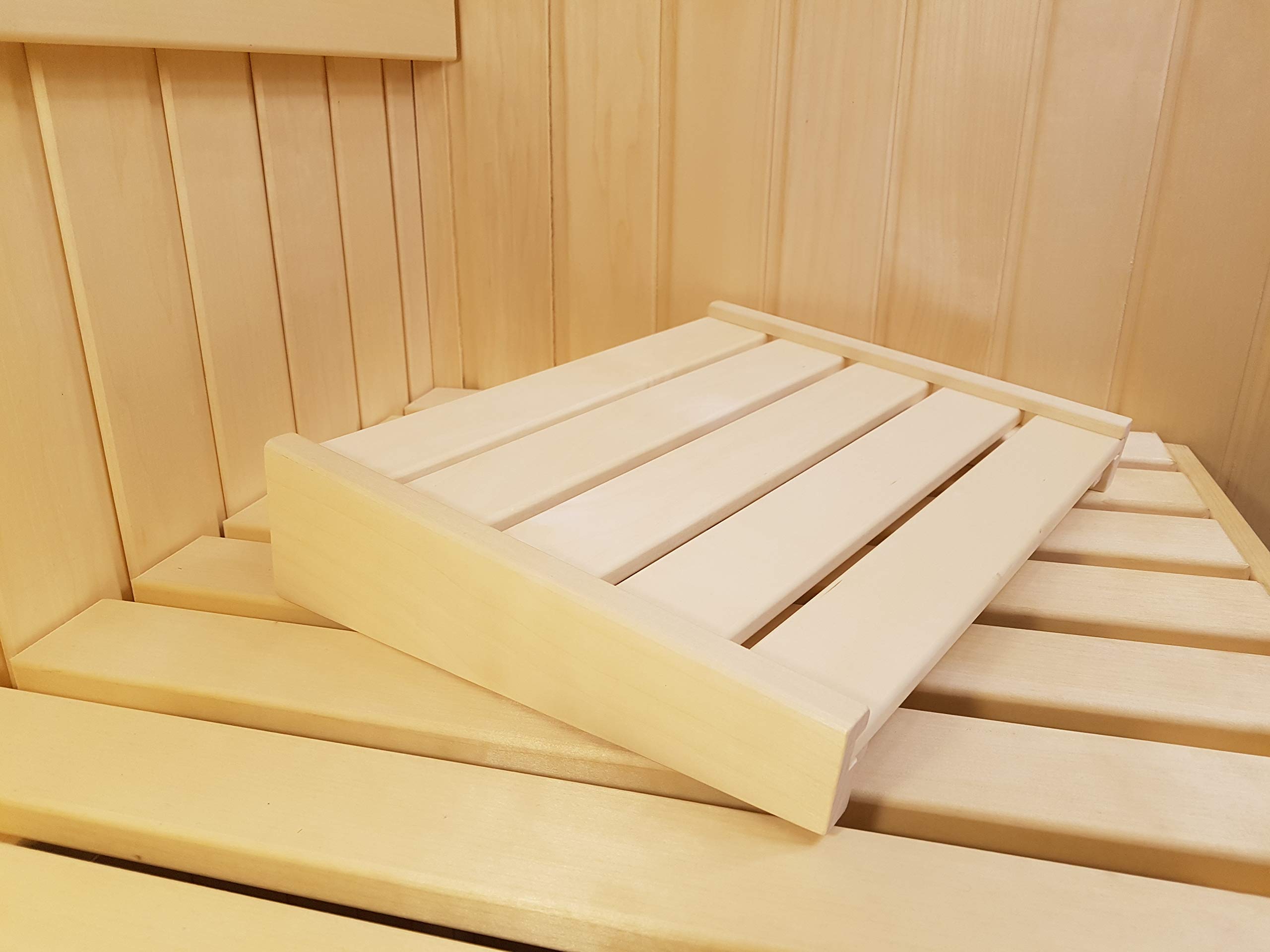Sauna Kopfstütze J-009 Saunakopfstütze Nackenstütze Beinauflage Saunazubehör Espenholz kein Nadelholz daher ohne Harz und nur wenig wärmeleitend