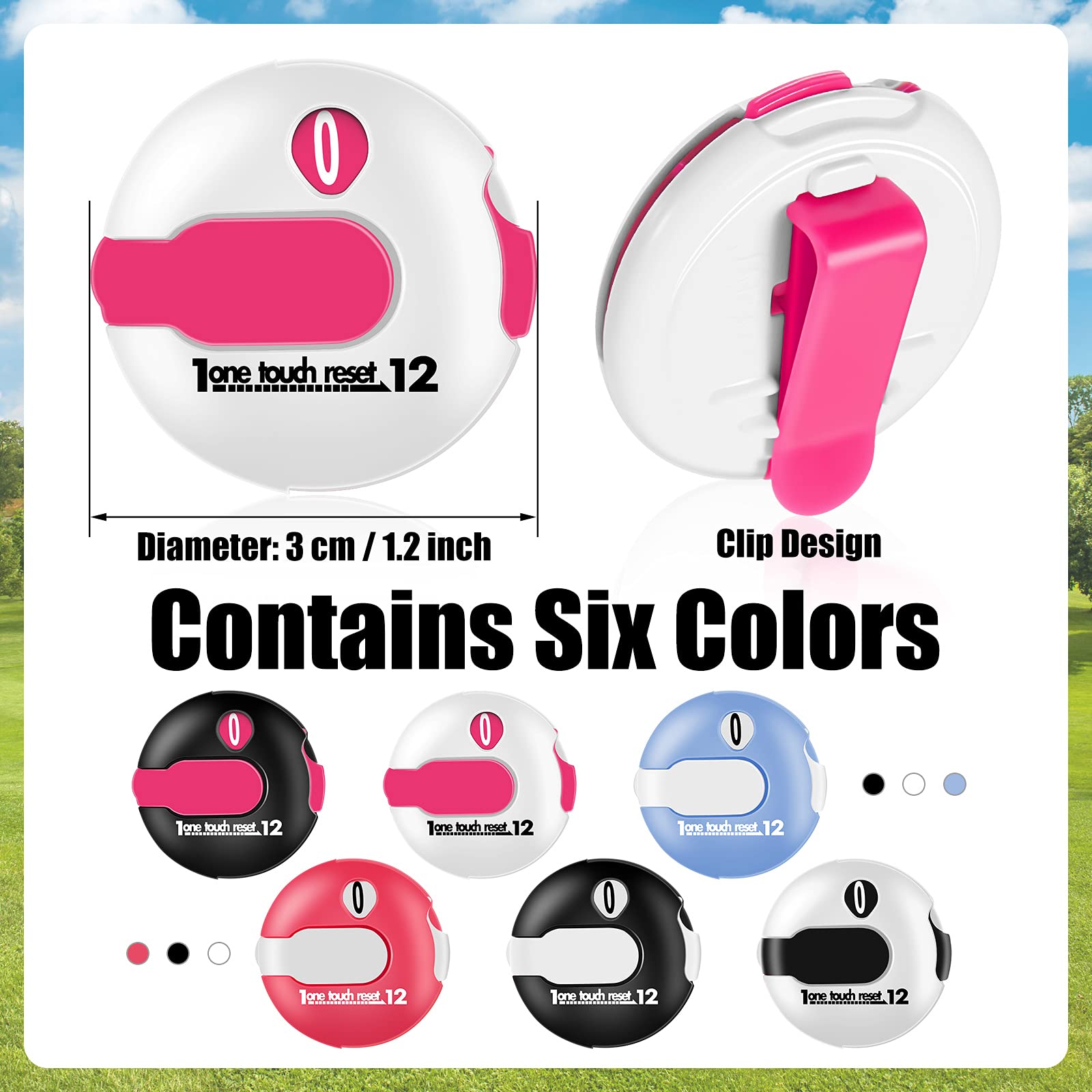 Contador de Puntuación de Golf Mini Clicker 12 Puntos Accesorios Scorekeeper 1.2 Pulg.