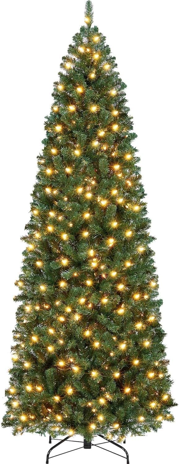 Garvee 230 cm Weihnachtsbaum Künstlich, Tannenbaum Künstlich Mit Metallständer, Christbaum, PVC Tannenbaum Mit 800 Grünen Spitzen, Für Zuhause, Büro, Geschäfte Und Hotels