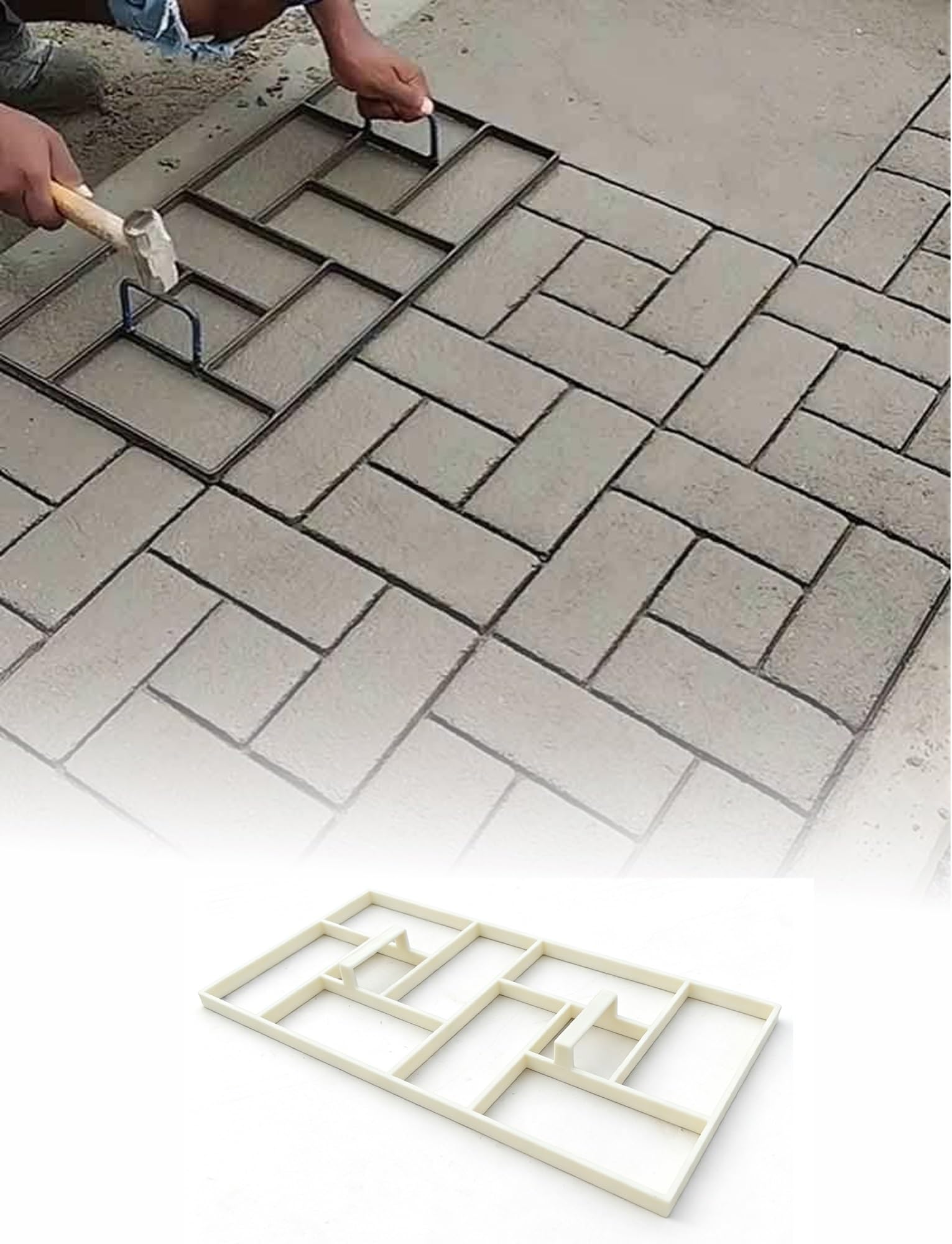 Molde de piedra de pavimento reutilizable para hormigón, para hacer caminos, moldes decorativos de pavimento para patio al aire libre