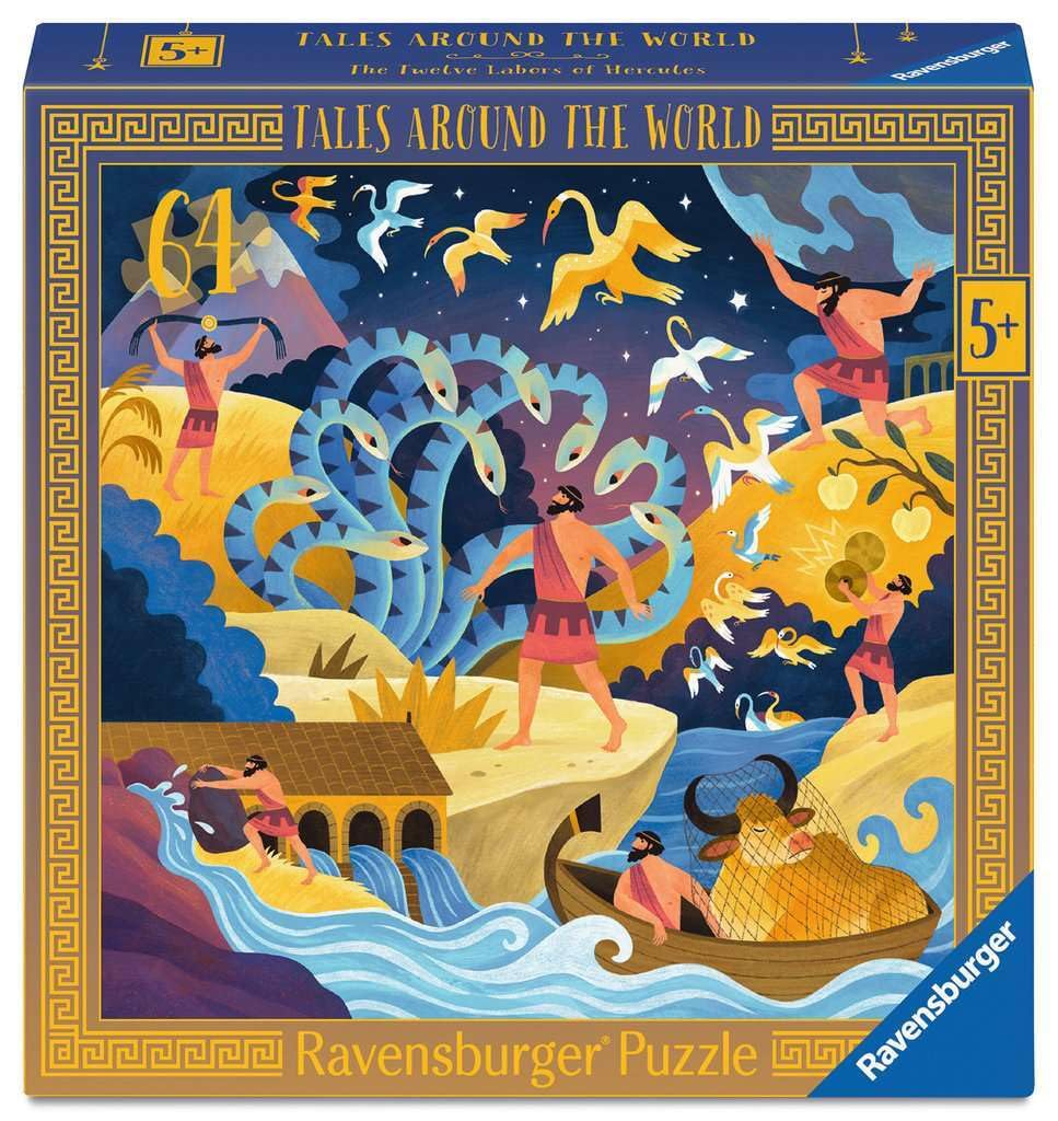 Ravensburger Tales Around the World – The Twelve Labours of Hercules 64 Piece Jigsaw Puzzle with Poster | Kids Educational Puzzle | Fairytale Series for Ages 6+