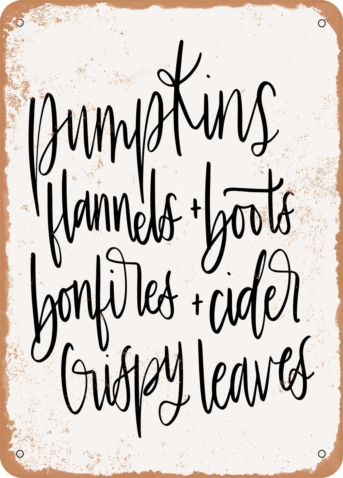 Miaomansenstore Metal Sign - Pumpkins Flannels - Vintage Rusty Look Home Decor