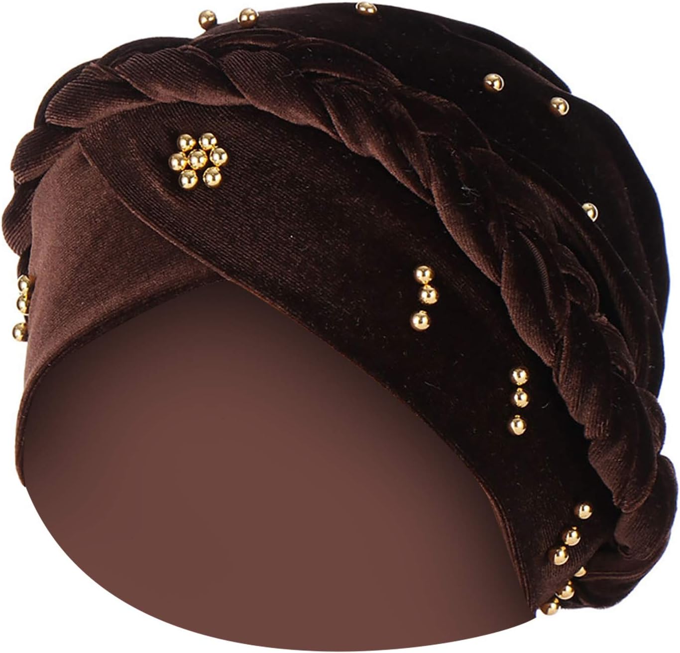 Soft African Head Wrap Grey Velvet Head Scarf Stretch Pearl Warm Turban Headwear for Women Girls