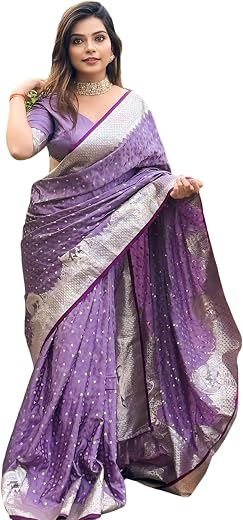 SGF11 Women's Kanjivaram Satin Zari Woven Soft Silk Saree With Blouse Piece
