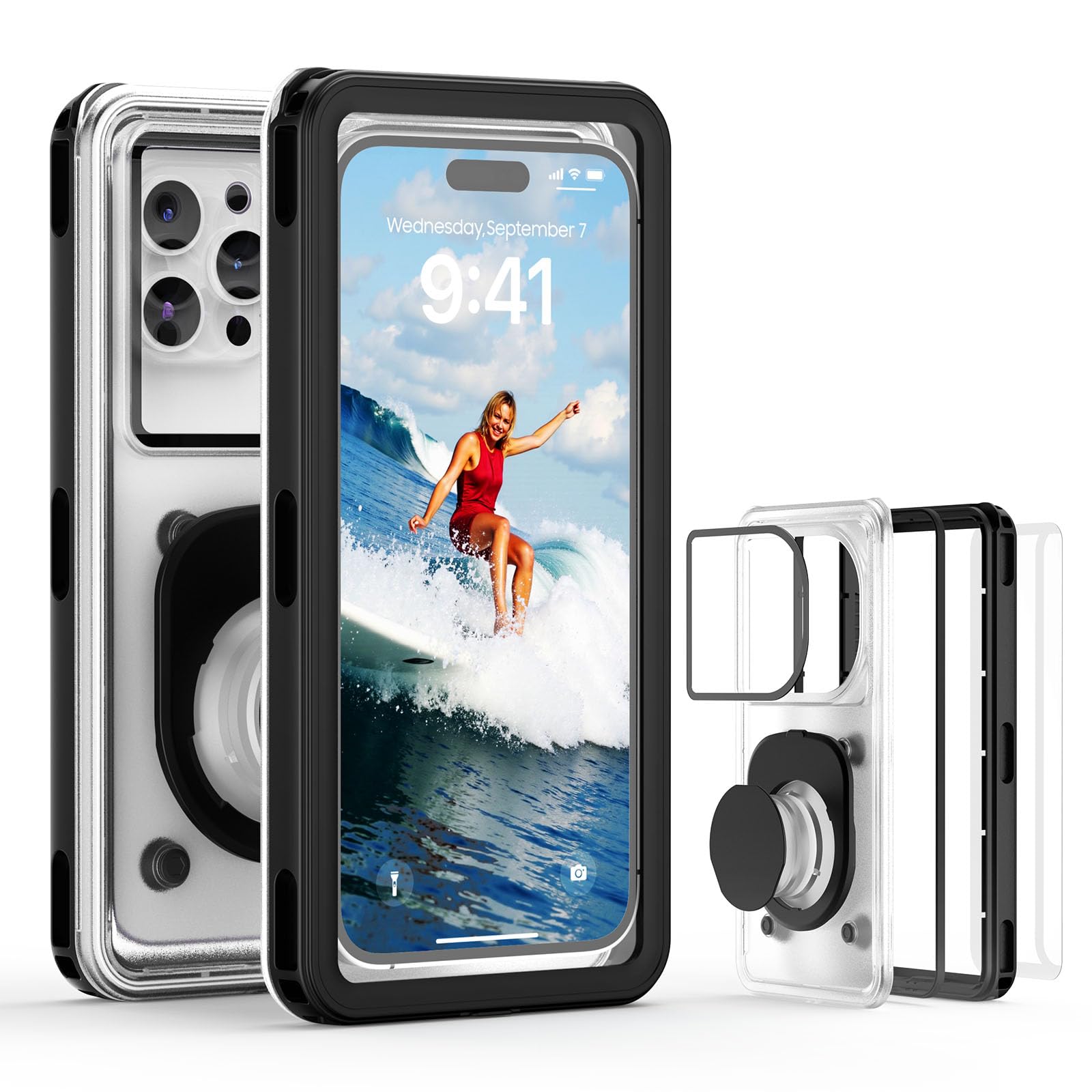 Waterproof Phone Pouch Case 7.5", 2025 Upgraded IPX8 Waterproof Phone Case for Snorkeling, Universal Fit for iPhone 16 Pro Max 15 14 13, Galaxy S25,