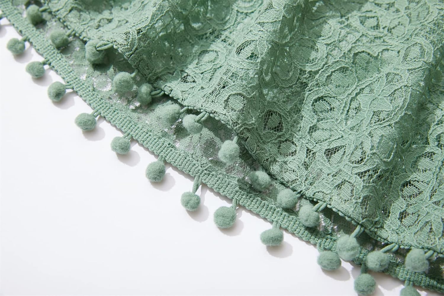 Niyage Backless Toddler Dress Open Back Girls Lace Bow Tie-Back Pom Pom Flutter Sleeves Party Princess Dresses - Image 7