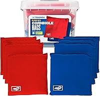 Triumph Sports Cornhole Bags Set - 8-Pack 12.5oz Microfiber Bean Bags with Carry Tub (4 Red, 4 Blue)