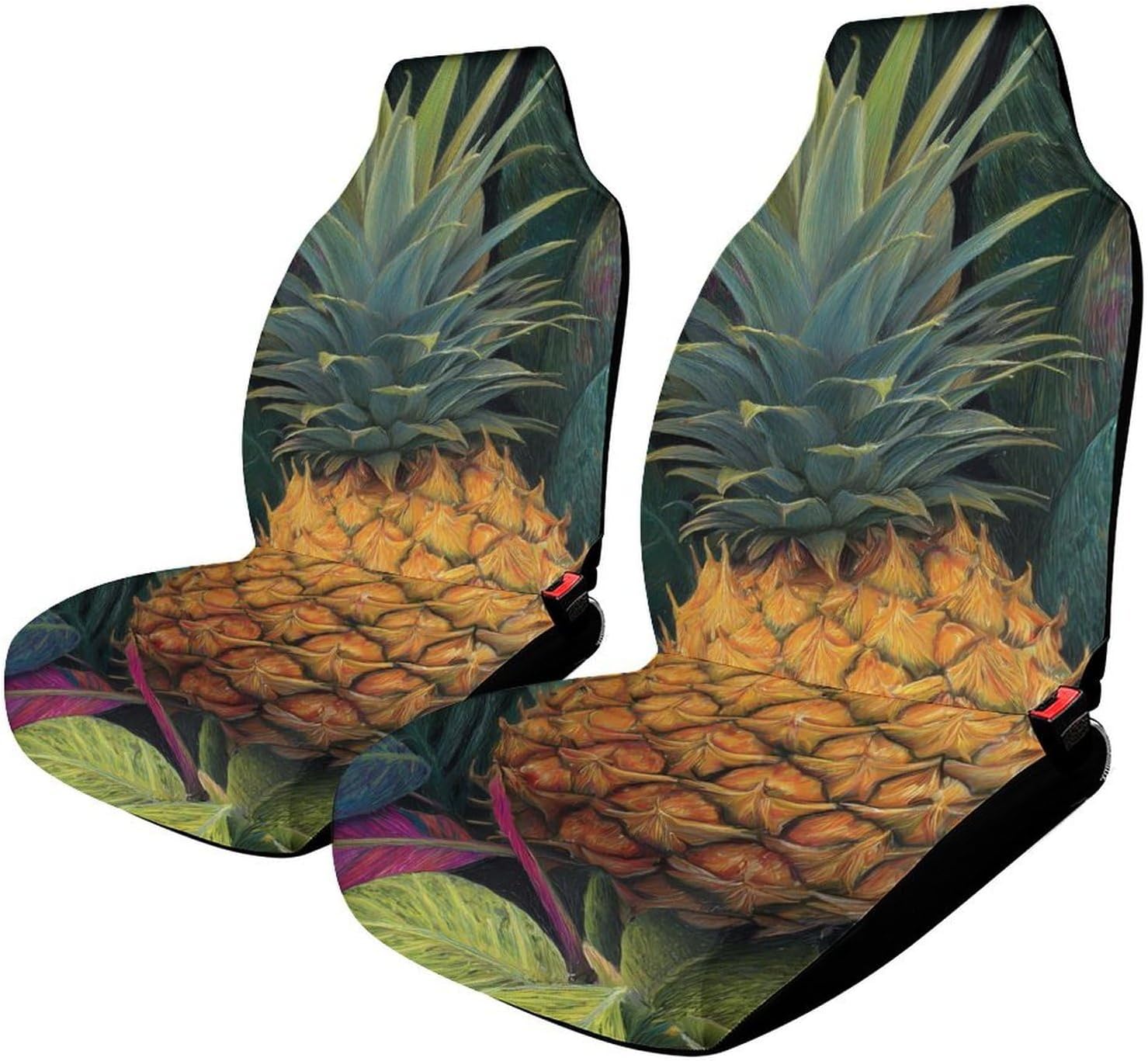 Pineapple Colorful Tropical Plant Car Seat Protector Front Seats Universal Fit Automotive Accessories