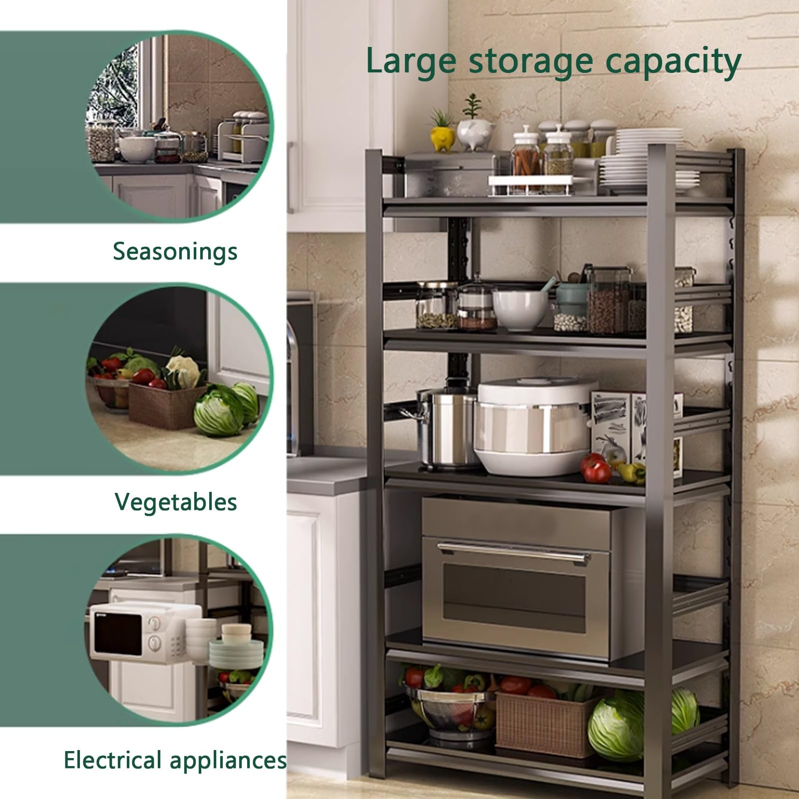 Duża półka piekarnicza, szafki do przechowywania w kuchni z jednoczęściową kolumną na przyprawy, warzywa, sprzęt AGD