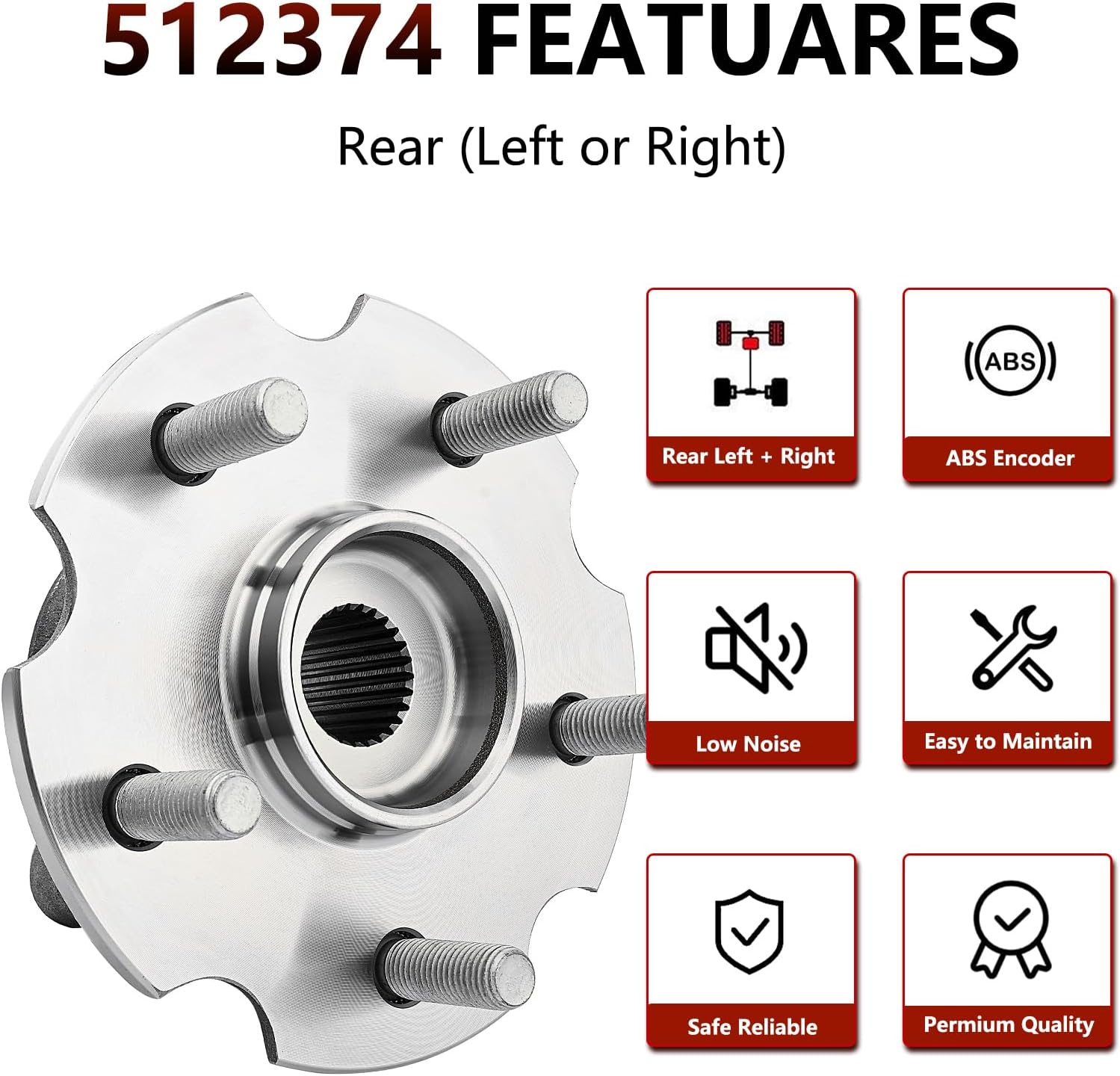 JLEO 512374 (Pair) AWD Rear Wheel Bearing and Hub Assembly for Toyota RAV4 2006 2007 2008 2009 2010 2011 2012 2013 2014 2015 2016 2017 2018,for 2015-2017 Lexus NX200t,2018-2019 NX300,2015-2019 NX300h