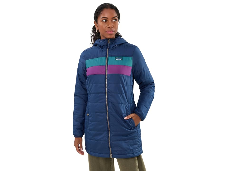 L.l.bean L. L.bean Mountain Classic Puffer Coat Color-block Women's Clothing Mariner Blue/shade Teal: Xs, Pol