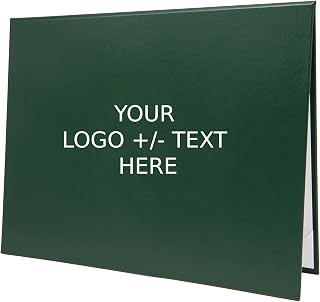 Faux Leather Document Cover with Custom Metallic Foil Printing, Tent-Style Opening, Non-Padded Hardback, Professional Presentation for Awards, Diplomas, Certificates (Green, 11x14 Large Size)