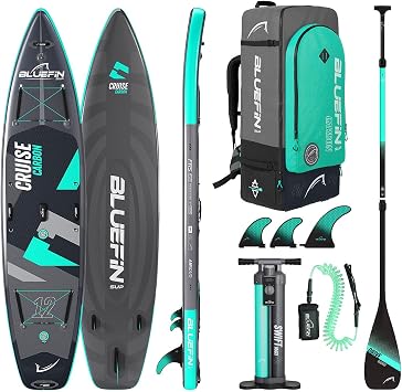 Bluefin SUP Inflatable Stand Up Paddle Board | 6  Thick | Kayak Conversion Kit | All Accessories | Multiple sizes Kids, 10 8, 12 , 15' Carbon 10'8"