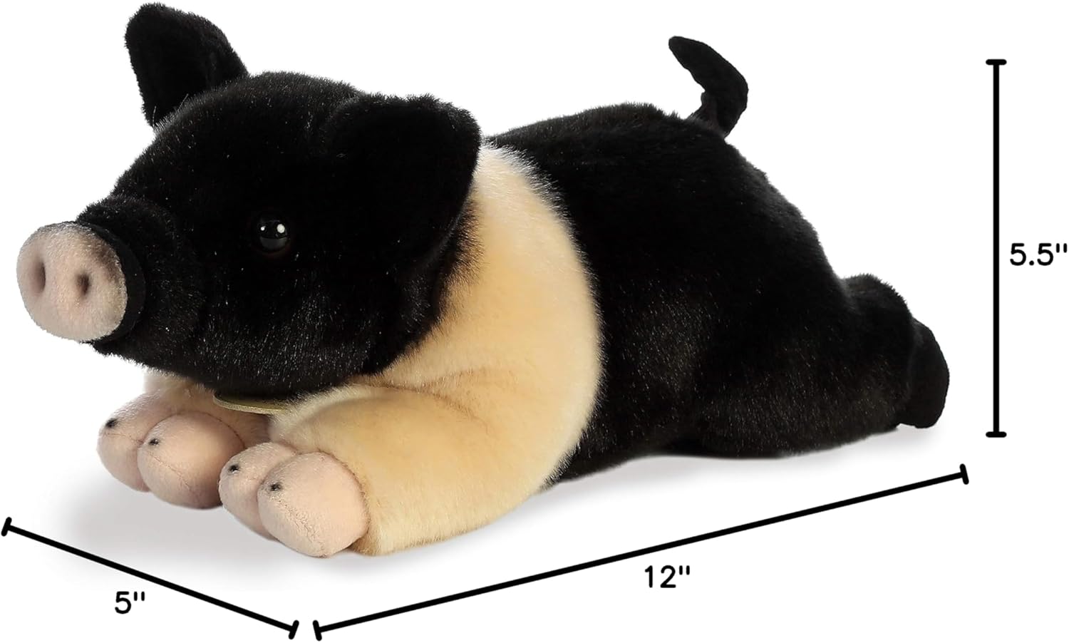 Aurora® Realistic Miyoni® Hampshire Pig Stuffed Animal - Lifelike Details Make a Cherished Companion - Perfect for Decorating Bedrooms or Classrooms - Black 12 Inches