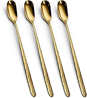 Vista 9 de YFWOOD Cuchara de té helado de mango largo de 9.1 pulgadas, cuchara de helado, cucharas de café largas, cucharas de cóctel de acero inoxidable