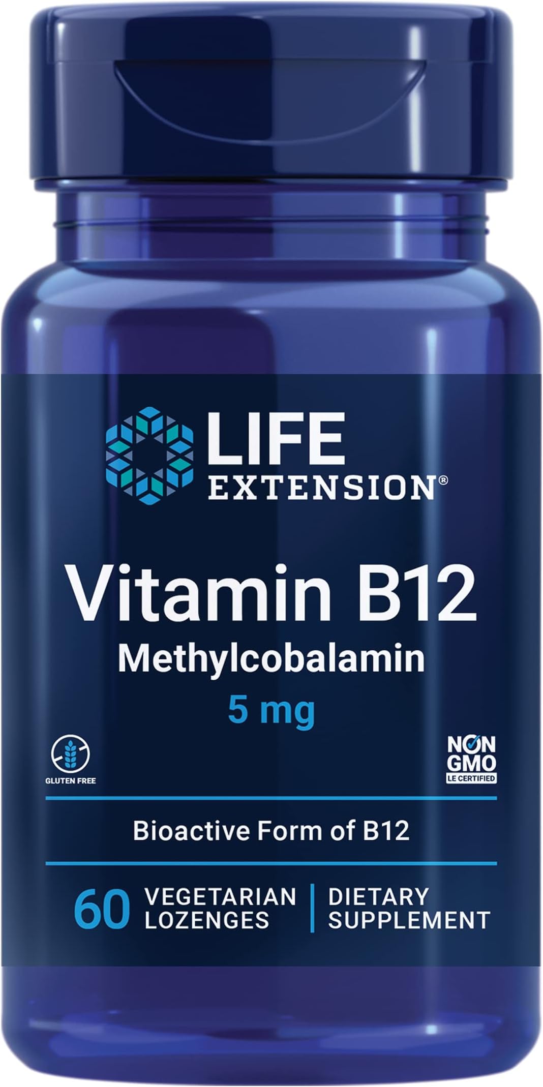 Life Extension Vitamin B12 Methylcobalamin, Nerve Health Supplement, Cognitive Support, Energy Vitamin, methylcobalamin B12, 5 mg, Quick-Dissolving, Gluten-Free, Non-GMO, Vegetarian, 60 lozenges