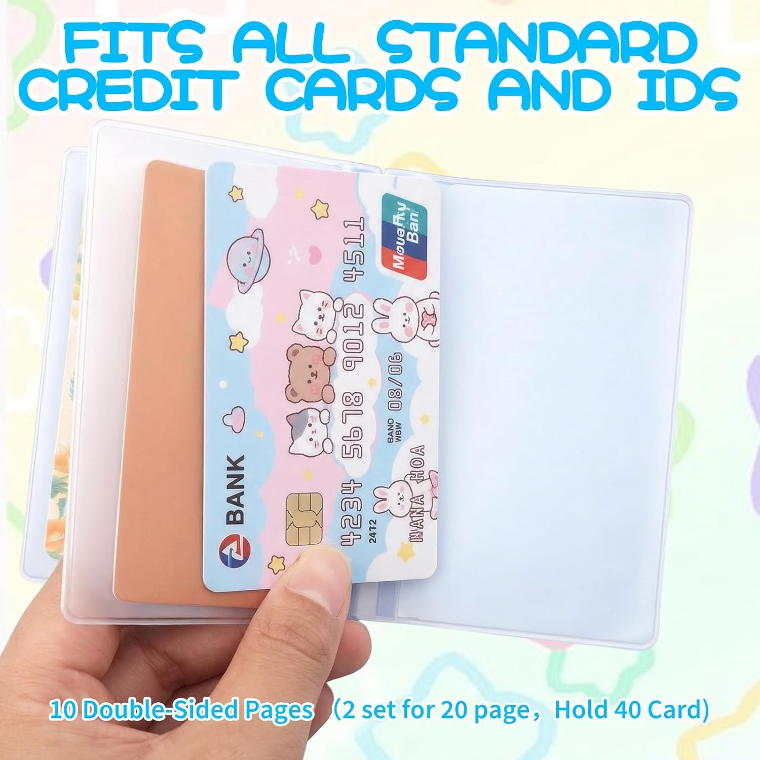 2 Pack Wallet Photo Insert, Credit Card Holder 20 Slots Wallet Inserts