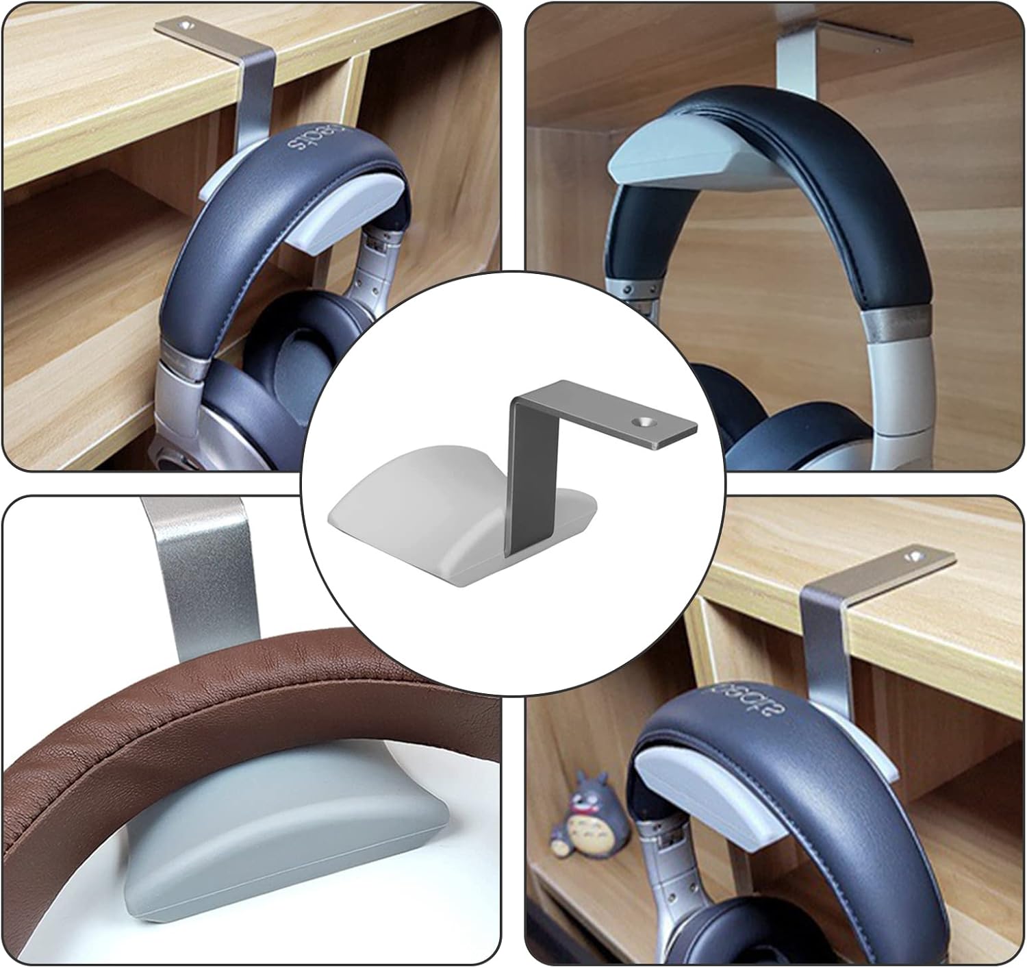 ヘッドホン スタンド デスク ヘッドホンハンガー アルミ合金製 ネジ付き 回転式 ヘッドホンホルダー ヘッドセットスタンド 固定用フック付き ヘッドフォン ホルダー コントローラー 収納 充電ケーブル収納 スペースを節約 ワイヤー収納 ワイヤレスと有線ヘッドホンフック