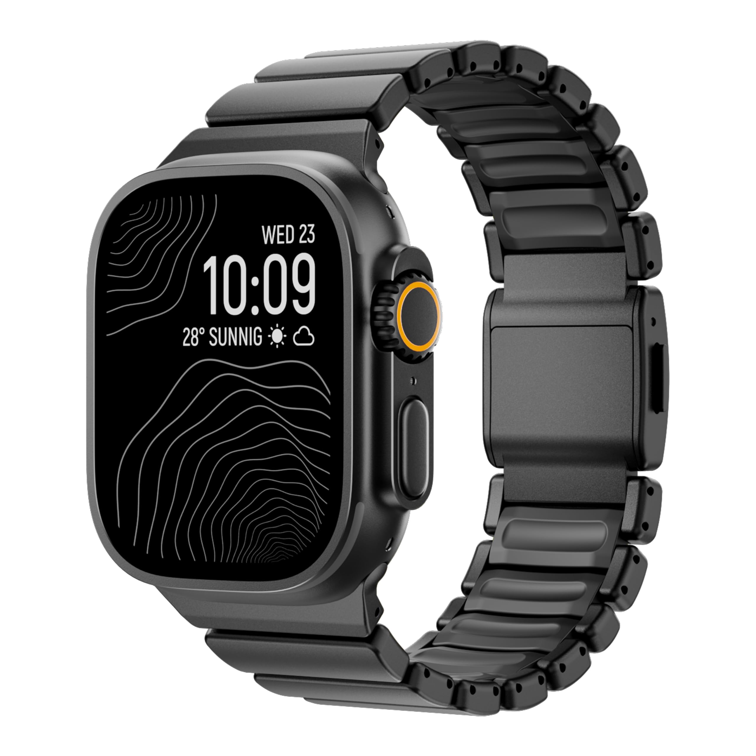 Photo 1 of Luxury Titanium Silicone Dual-Layer Link Bands Compatible with Apple Watch Band Ultra 3/2/1 49mm 46mm 45mm 44mm 42mm, Men Women Magnetic Clasp Metal Bracelet for iWatch Series 11 10 9 8 7 6 5 4 SE (Black-Black, 49mm/46mm/45mm/44mm/42mm(Series 3))