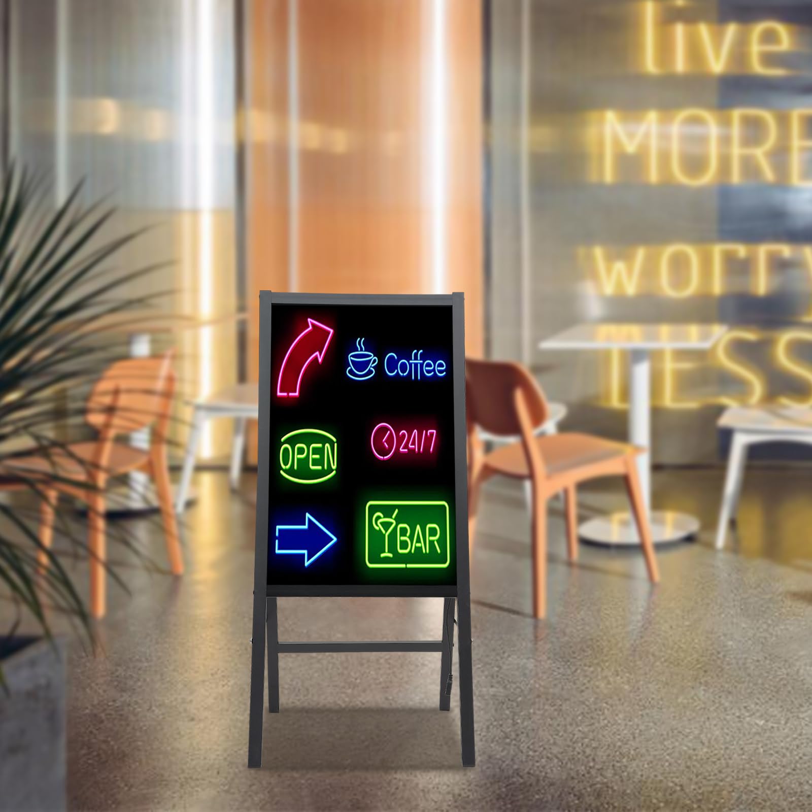 Lavagna luminosa a LED, 40 x 60 cm, con telecomando e 8 penne al neon, per caffè, bar, ristoranti, matrimoni