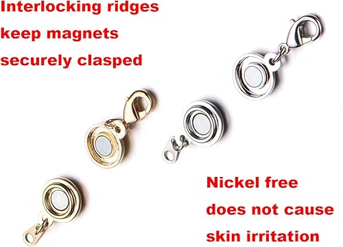 Miniatura 10 de Zpsolution Cierres magnéticos de joyería para collar, pulsera, sistema de rosca, cierre de langosta, plataoro, 4 piezas