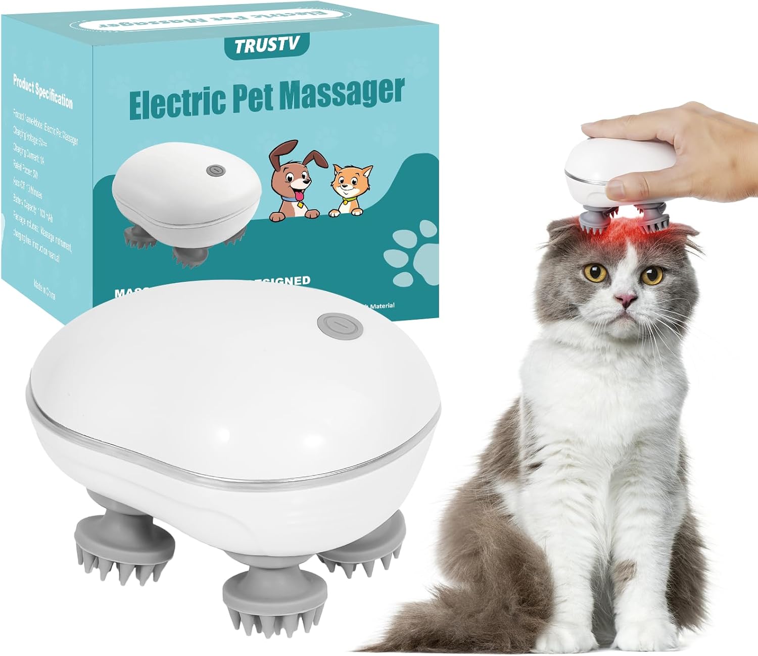 Electric Cat Massager, Handheld Pet Massager for Indoor