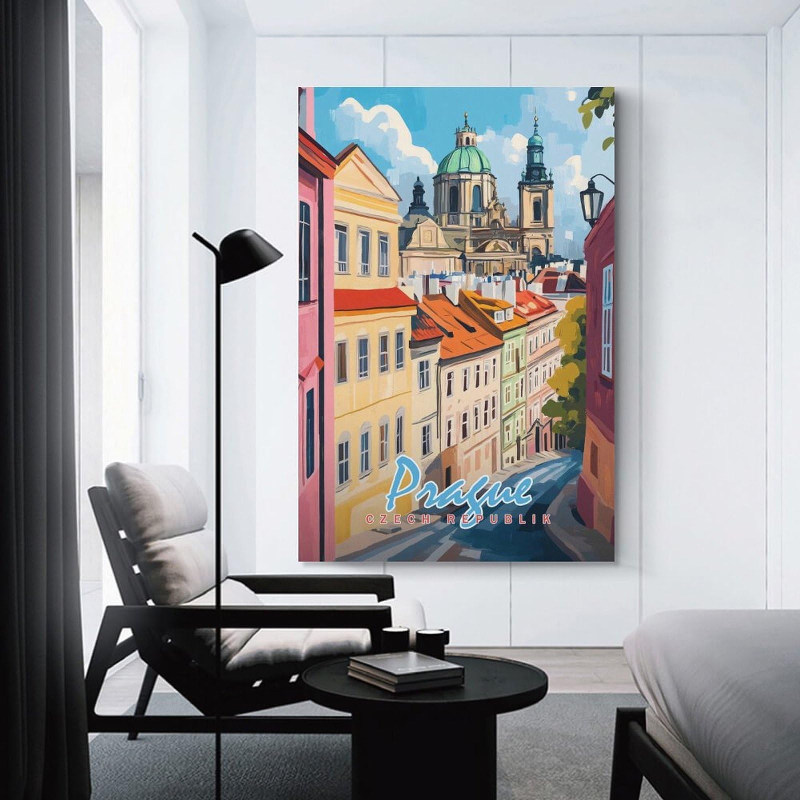 Junmoney Prague Cityscape(2) Hanging Wall Art 24x36inch(60x90cm), for Gallery Wall Decor And Room Displays, A Versatile Canvas Print for Layering