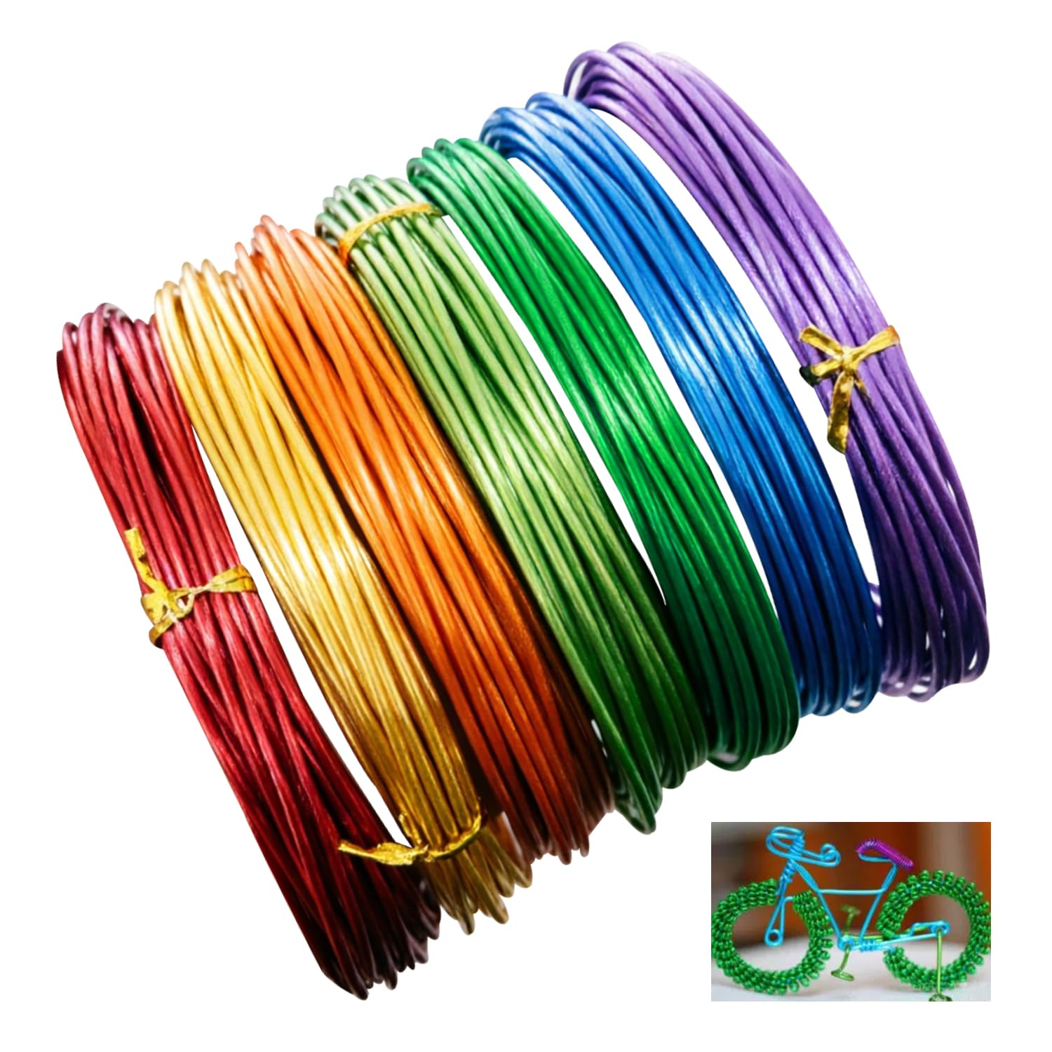 Aluminium Craft Wire 1mm, 7 Colours 35m Total, Flexible DIY Craft Wire