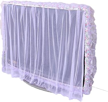 Lace Tv Cover Reversible Dust Cover 32-52 Inches Fabric Door Curtain Monitor Screen Home Decor Elastic Strap