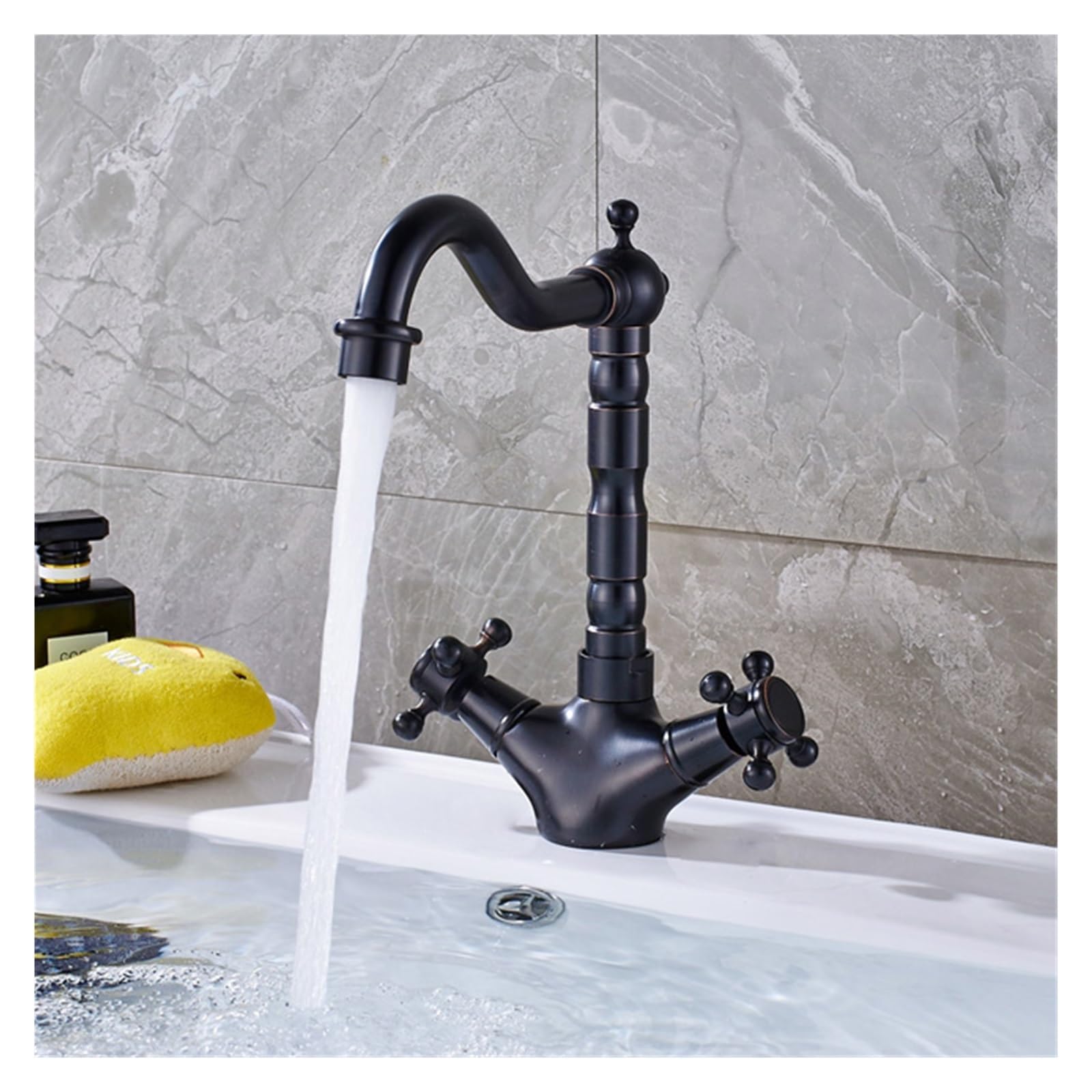Mitigeur en laiton antique noir style rétro chic pour vasque de salle de bain