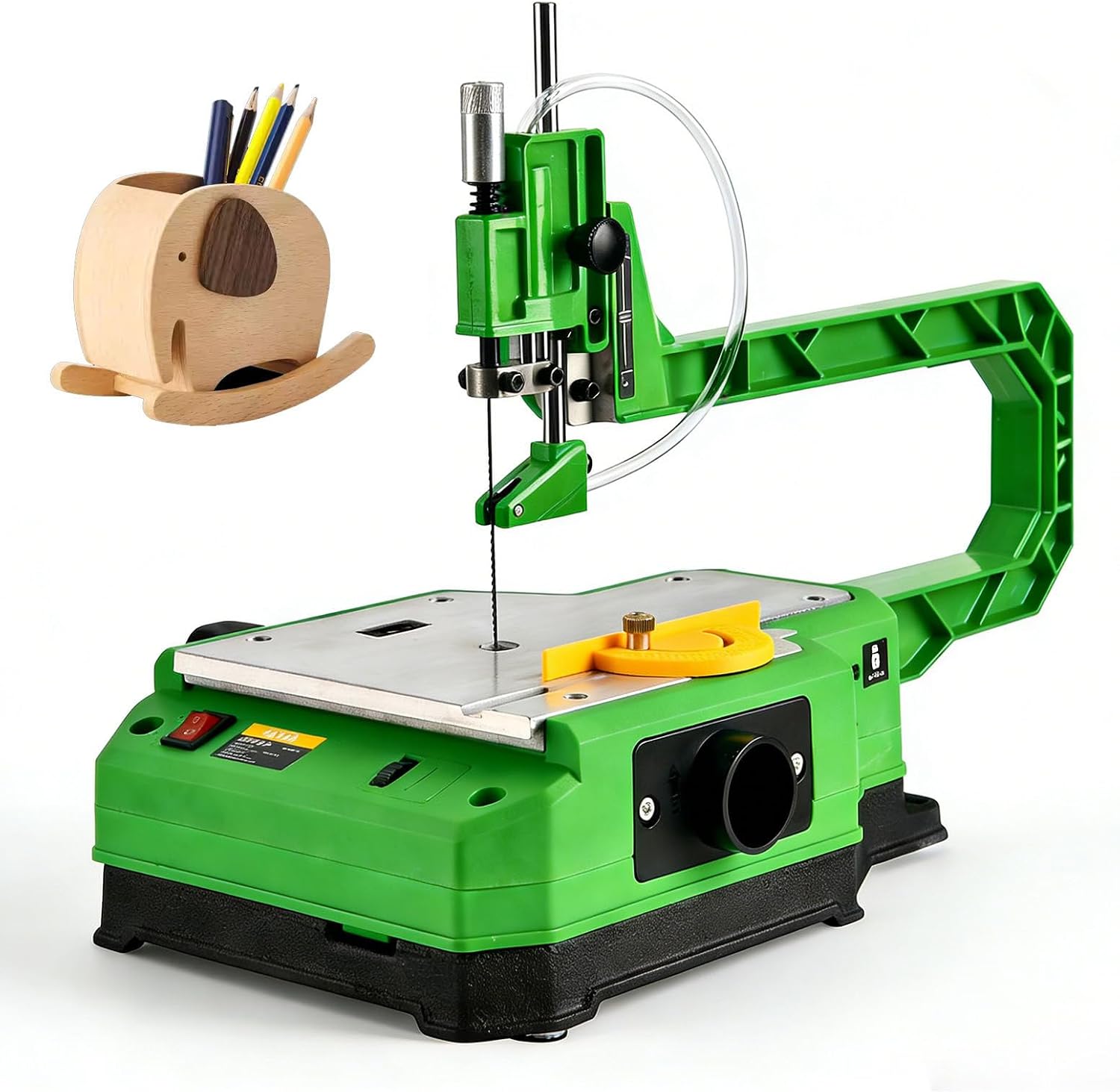 Compact Benchtop Scroll Saw - AC/DC Dual Power, 6-7 Variable Speeds, LED Light, Dust Port, Electric Coping Saw for Artists, Hobbyists & Woodworking Enthusiasts