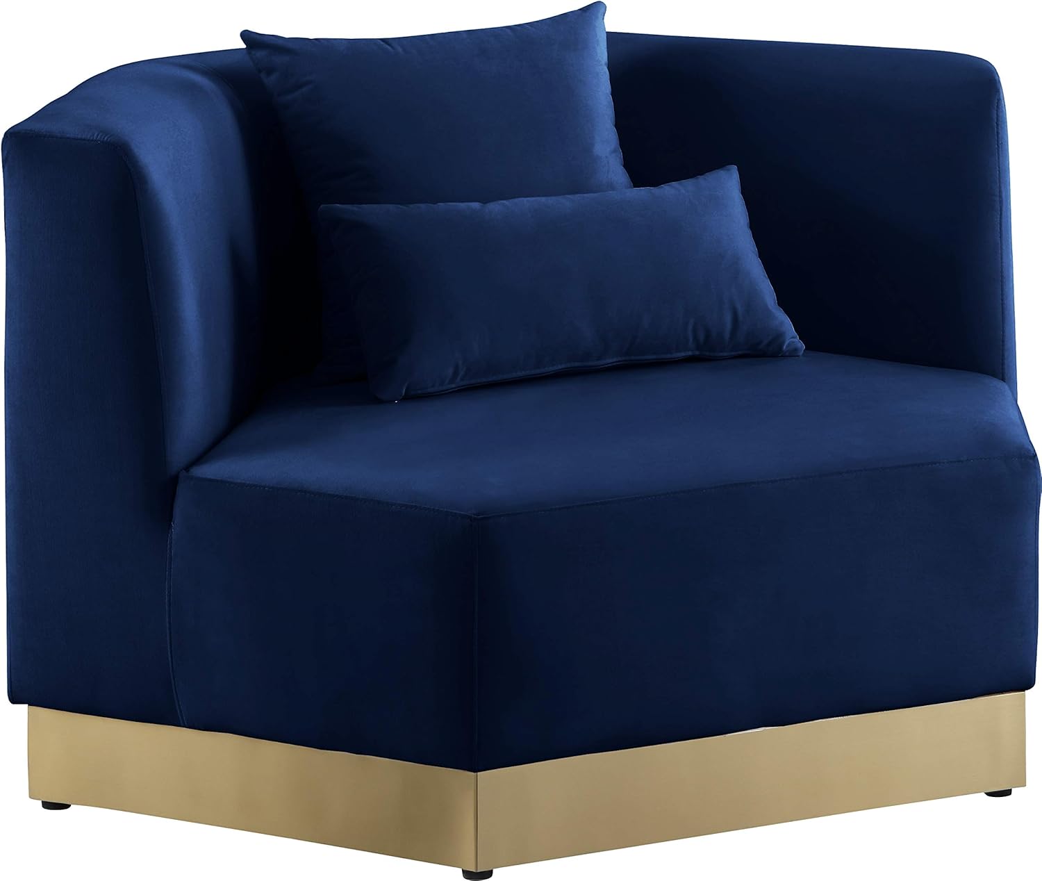 Meridian Furniture Marquis Collection Modern | Contemporary Velvet Upholstered Chair with Stainless Steel Base in Brushed Gold Finish, 47.75" W x 38" D x 29" H, Navy