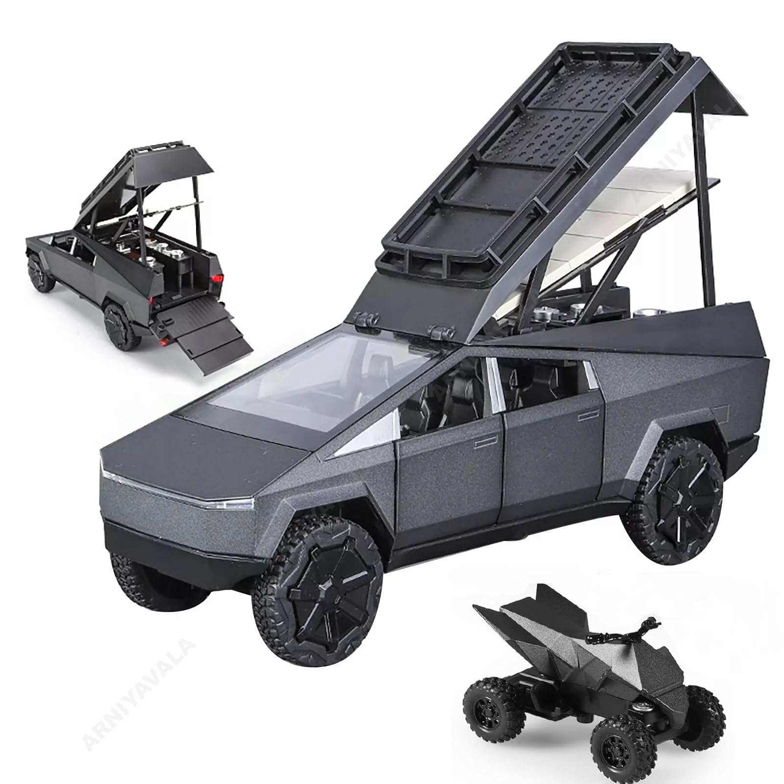 ARNIYAVALA 1:24 cybertruck Camping RV car Model Toys, Pickup Trailer Toy Pickup Truck Model with Sound and Light Function, Suitable Gifts, Decorations, Collectibles (Black) (B0DDJFBWB7) Amazon Price History, Amazon Price Tracker
