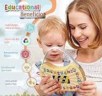 Vista 2 de Tablero de actividades Montessori para niños pequeños, juguete sensorial de madera para autismo, con interruptor, 17 luces LED para niños de 1 a 6