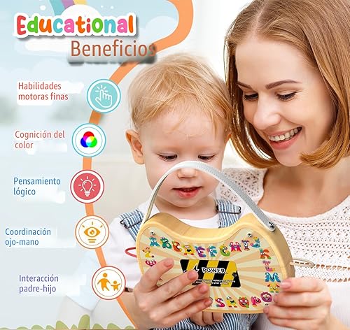 Miniatura 2 de Tablero de actividades Montessori para niños pequeños, juguete sensorial de madera para autismo, con interruptor, 17 luces LED para niños de 1 a 6