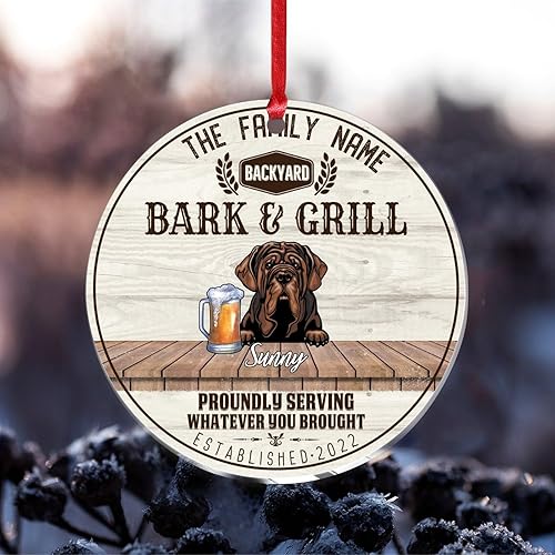 Vista 28 de SILYHEART Presa Canario Christmas Acrylic Ornament Dogs Welcome Ceramic Christmas Keepsake Family Dog Name Funny Christmas Memorial Gifts for Mom