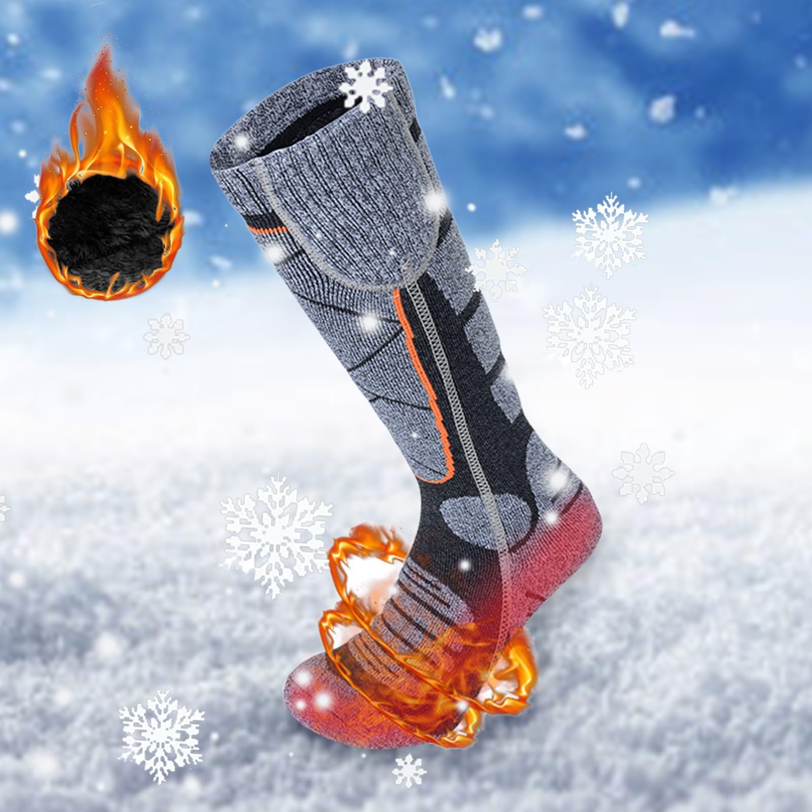 Générique Chaussettes Chauffantes Homme Femme Chaussette Chauffante Chaussette Chaude pour Activités de Plein Air en Hiver Ski Randonnée Chasse épaisses avec 3 niveaux de chauffage
