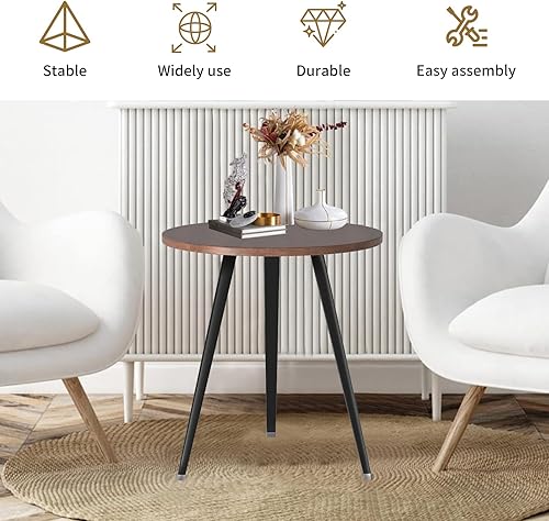 Miniatura 5 de Mesa de comedor redonda de madera moderna con patas de aluminio para cocina, sala de estar, mesa de café, ligera, autoensamblaje, 27.6 x 29.5