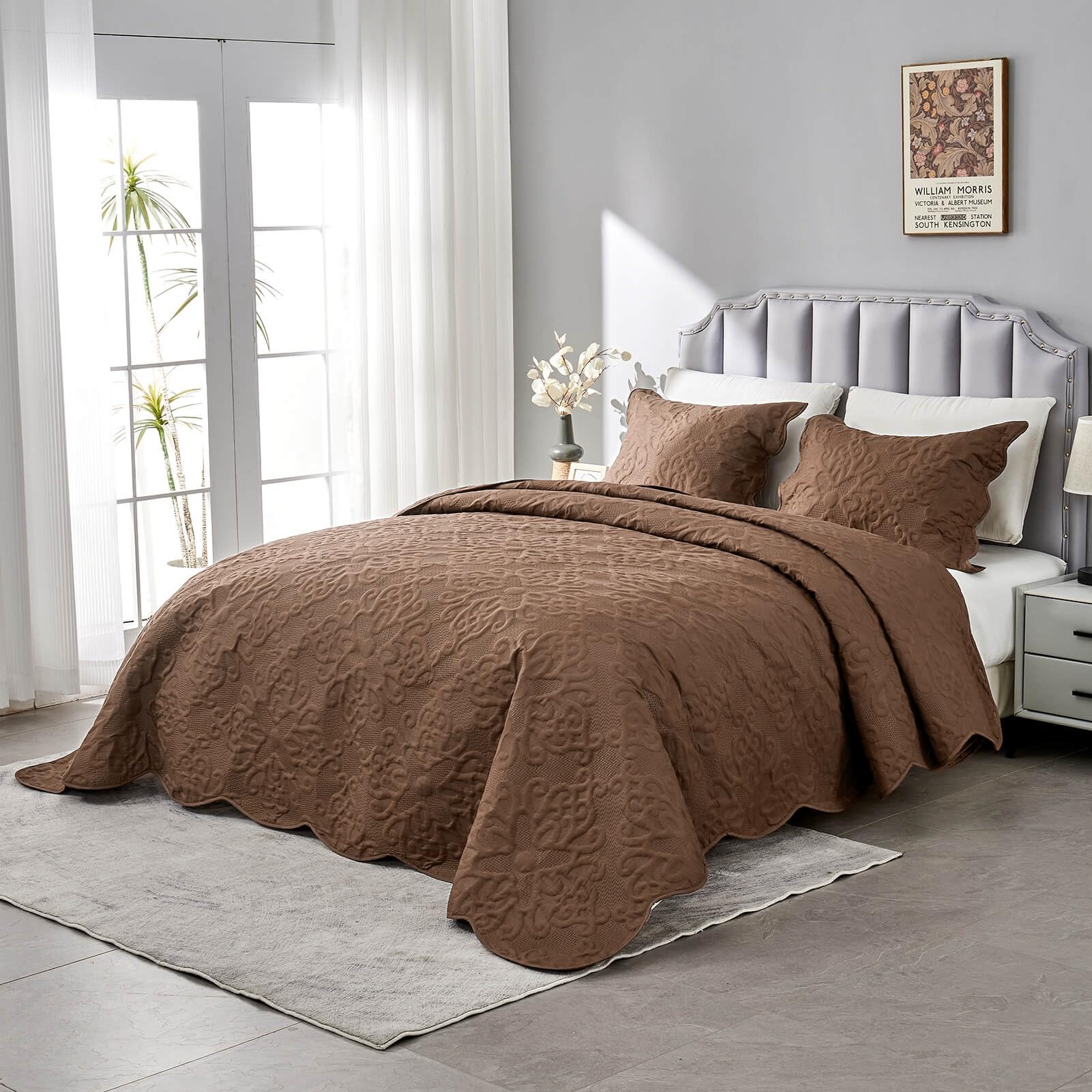 Kingnex Set Di Trapunta Oversize Per Letto King Size - 128x120 Cm - Grigio Con 2 Federe