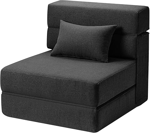 Miniatura 117 de Sofá cama plegable 2 en 1 con almohada, silla plegable, sofá de piso y colchón para dormir, funda lavable y silla de espuma viscoelástica para sala