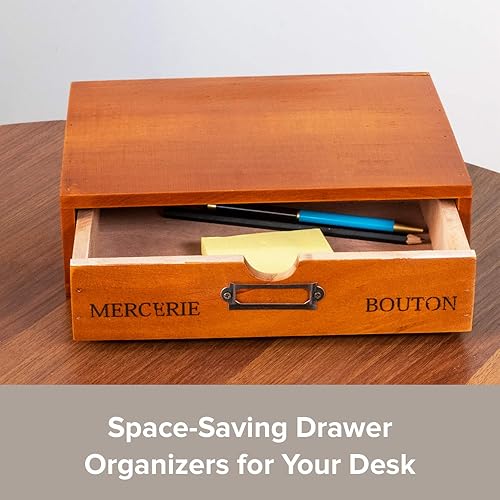 Miniatura 4 de Mueble de madera con un solo cajón, soporte de monitor de madera maciza para organización y almacenamiento de escritorio, organizador de escritorio