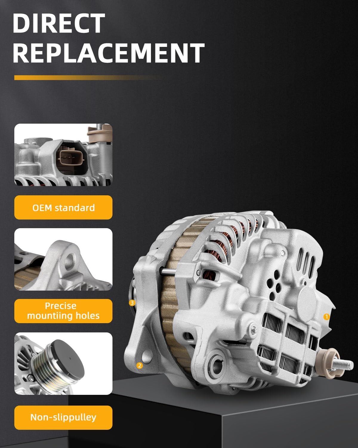 OCPTY Alternators Alternator 11231 2011-2013 for Chrysler for 200,2007-2010 for Chrysler for Sebring,2008-2013 for Dodge for Avenger,2007-2012 for Dodge for Caliber