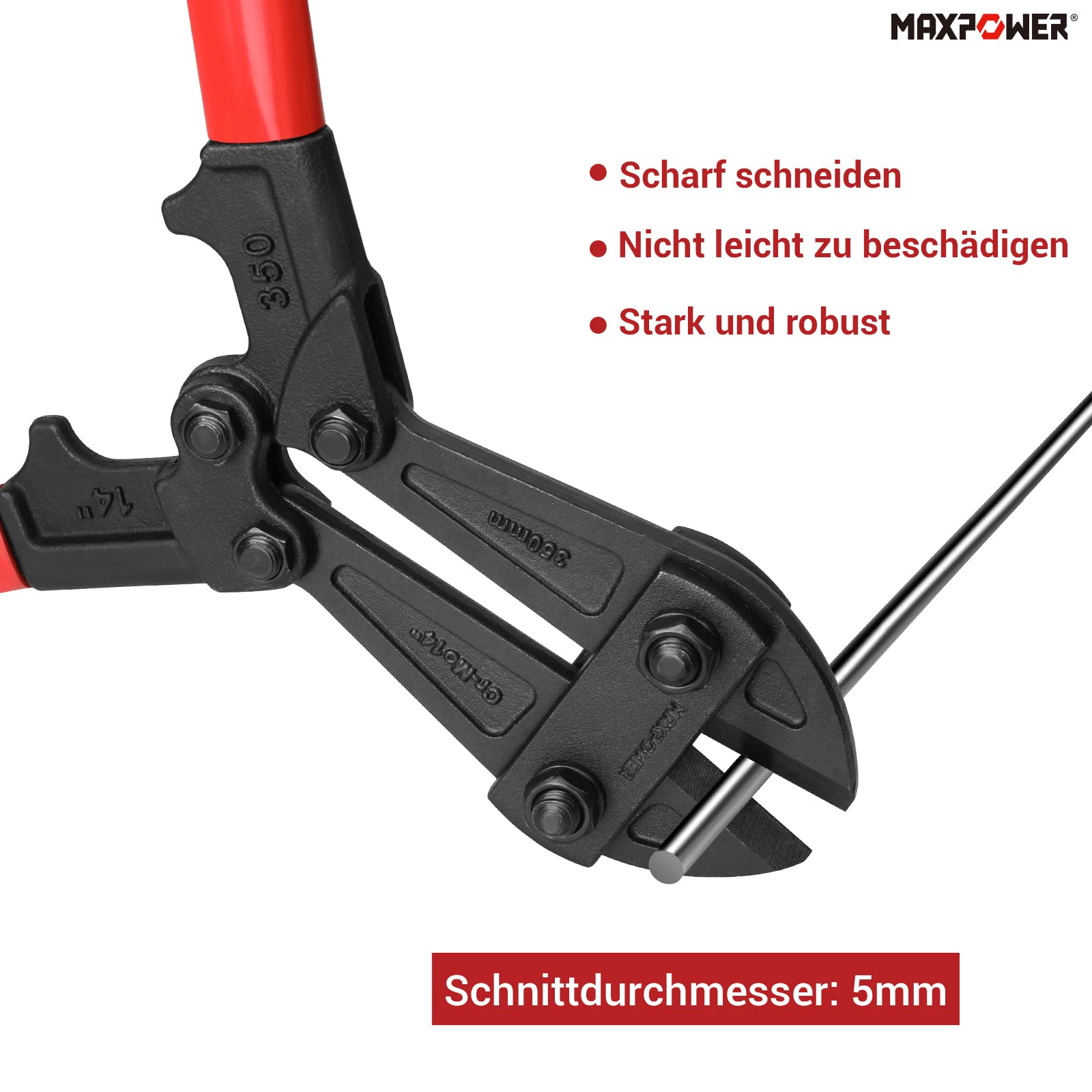 MAXPOWER 350mm Bolt Cutter Cutting Diameter 5mm Bolt Cutter - Image 2