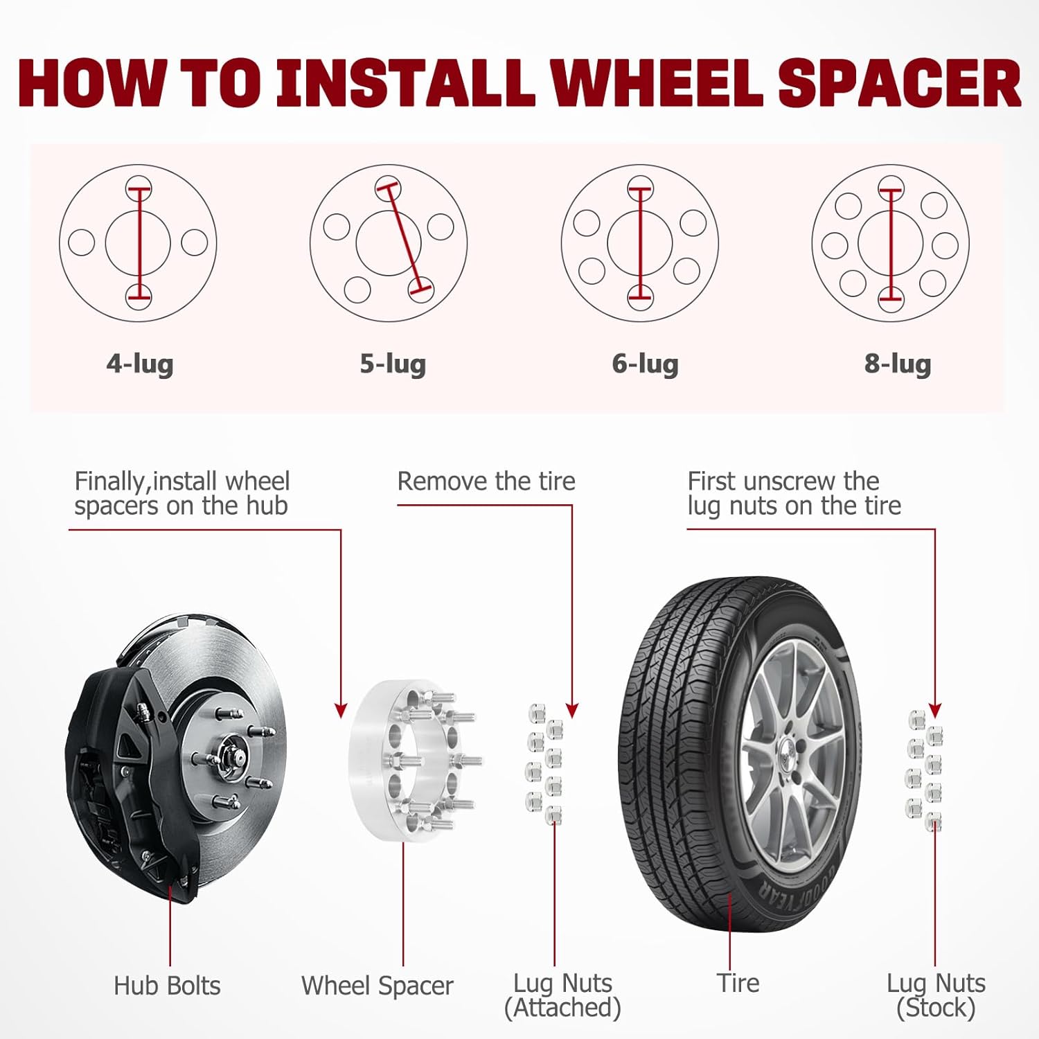 2pc Wheel Spacers 2" Wheel Spacers 8x6.5 to 8x6.5 for (Only 9/16" Lugs)