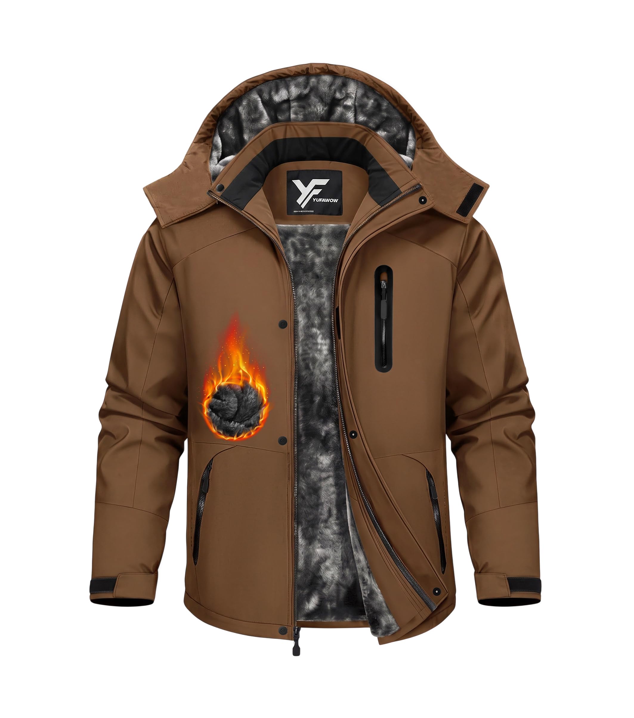 Magnetic Placket No Fumbling Just Snap Men Winter Jacket Skiing Jacket Insulated Fleece L…