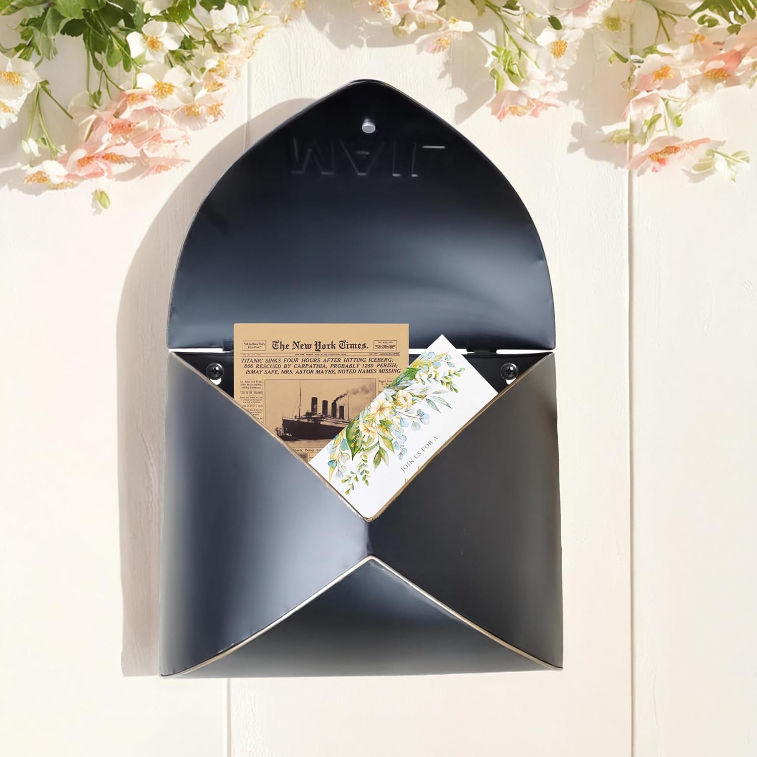 Wall-Mount Mailbox, Metal Post Box, Mailboxes for Outside - Envelope Mailbox